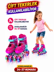Çift Sıra Ayarlanabilen 4 Tekerlekli 4 Teker Işıklı Alıştırma Pateni 34-37 1